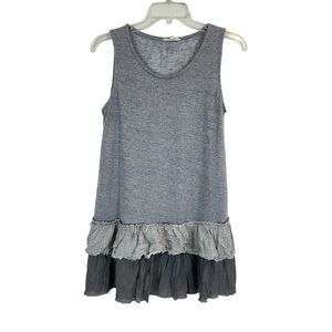 Easel Grey Layered Ruffle Hem Sleeveless Tunic S
